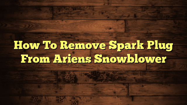 How To Remove Spark Plug From Ariens Snowblower
