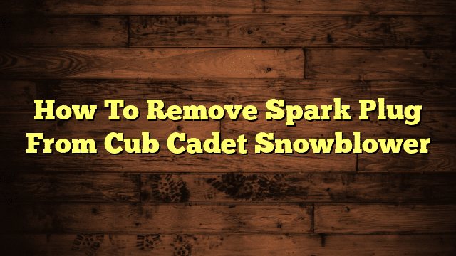 How To Remove Spark Plug From Cub Cadet Snowblower