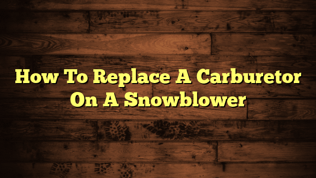 How To Replace A Carburetor On A Snowblower