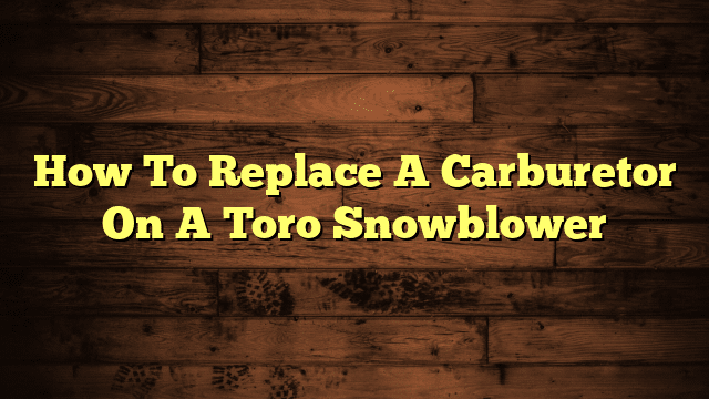 How To Replace A Carburetor On A Toro Snowblower