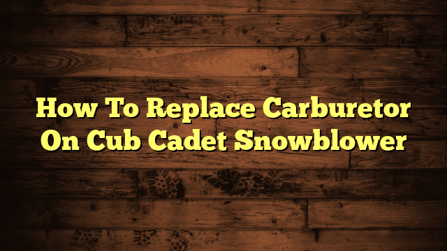 How To Replace Carburetor On Cub Cadet Snowblower