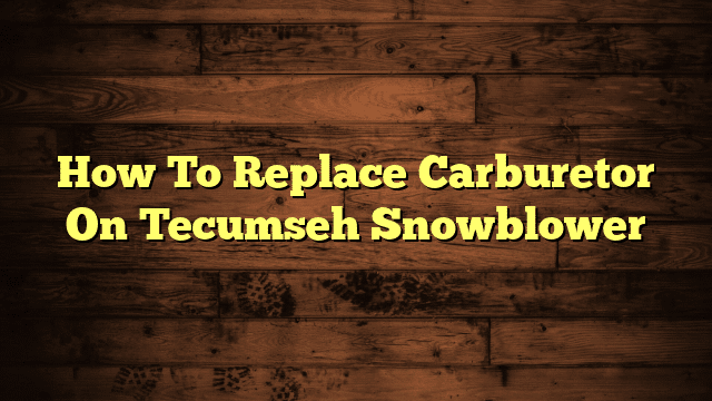How To Replace Carburetor On Tecumseh Snowblower