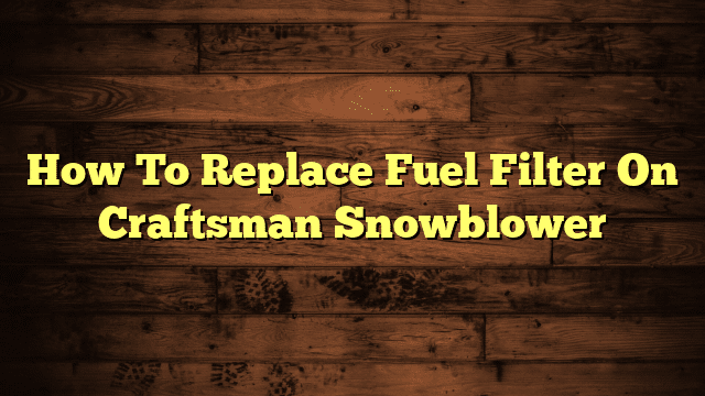 How To Replace Fuel Filter On Craftsman Snowblower