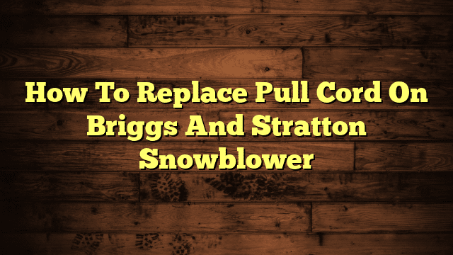 How To Replace Pull Cord On Briggs And Stratton Snowblower
