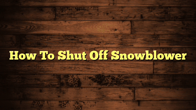 How To Shut Off Snowblower