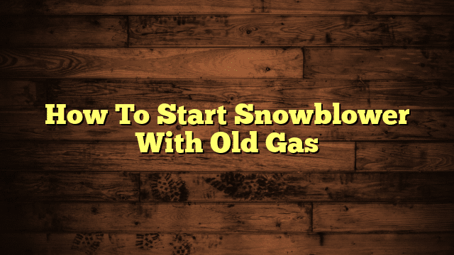 How To Start Snowblower With Old Gas