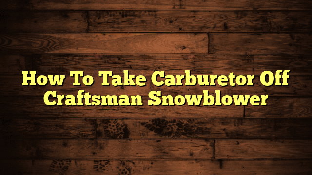 How To Take Carburetor Off Craftsman Snowblower
