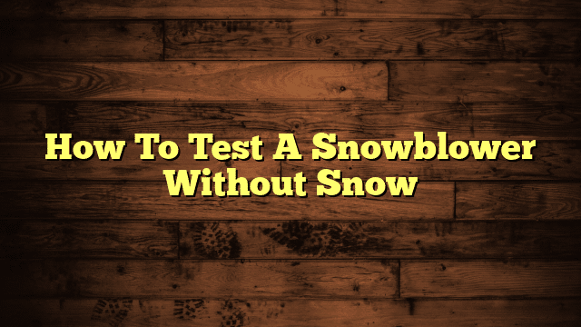 How To Test A Snowblower Without Snow