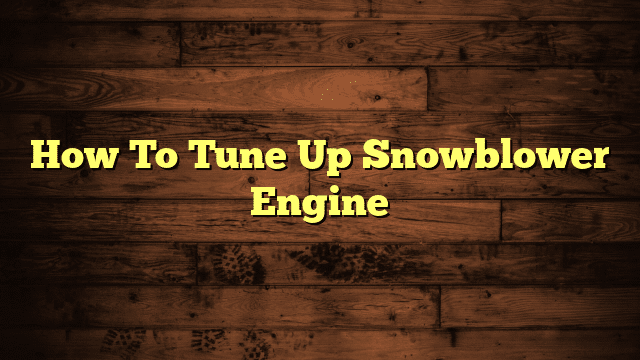 How To Tune Up Snowblower Engine