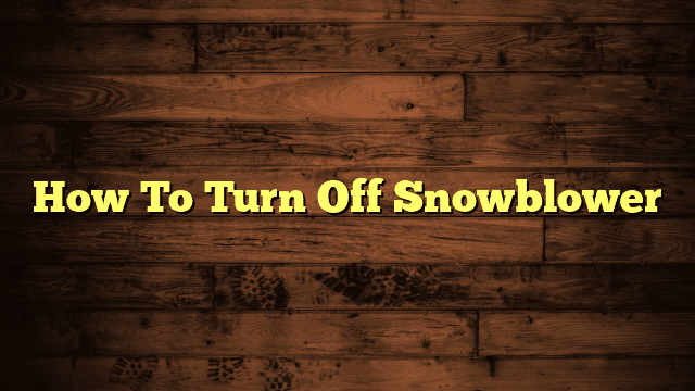 How To Turn Off Snowblower
