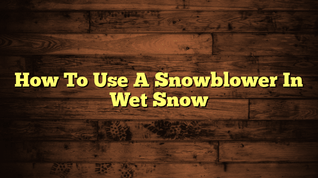How To Use A Snowblower In Wet Snow