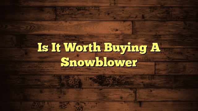 Is It Worth Buying A Snowblower