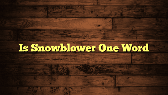 Is Snowblower One Word
