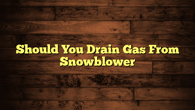Should You Drain Gas From Snowblower