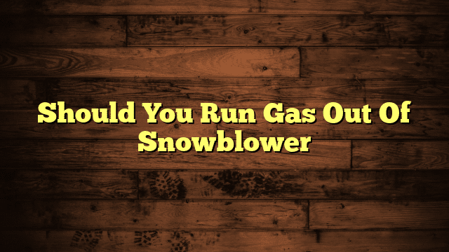 Should You Run Gas Out Of Snowblower