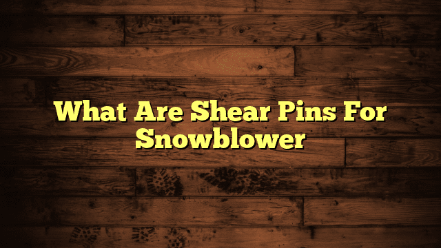 What Are Shear Pins For Snowblower