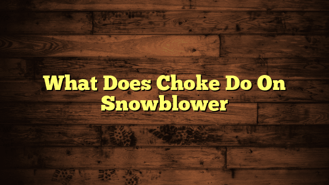 What Does Choke Do On Snowblower
