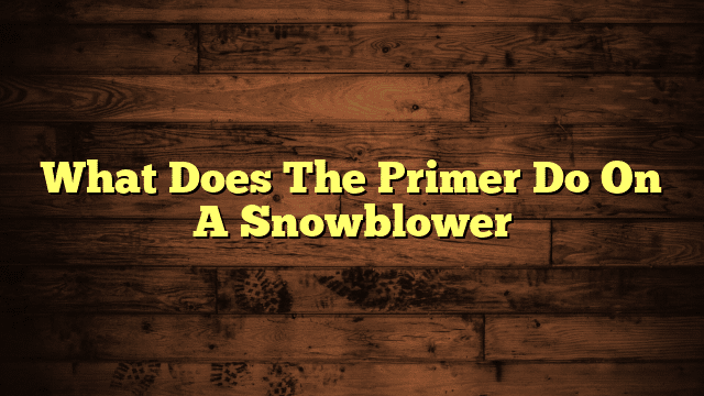 What Does The Primer Do On A Snowblower