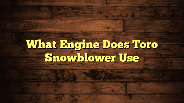 What Engine Does Toro Snowblower Use