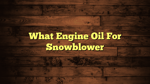 What Engine Oil For Snowblower