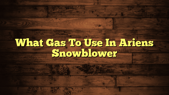 What Gas To Use In Ariens Snowblower