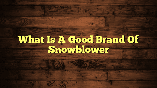 What Is A Good Brand Of Snowblower