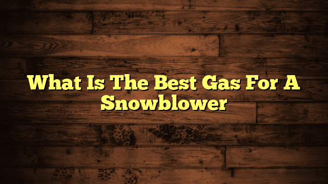What Is The Best Gas For A Snowblower