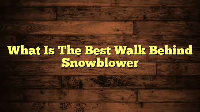 What Is The Best Walk Behind Snowblower