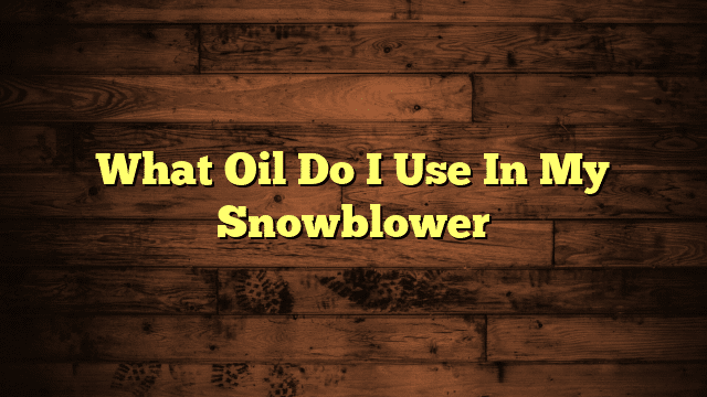 What Oil Do I Use In My Snowblower