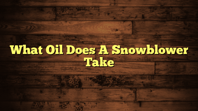 What Oil Does A Snowblower Take