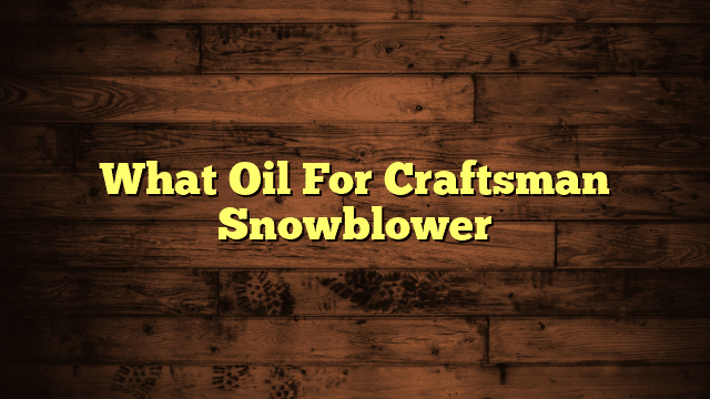 What Oil For Craftsman Snowblower