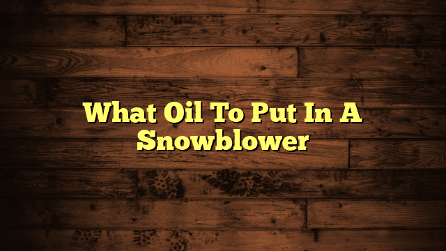 What Oil To Put In A Snowblower