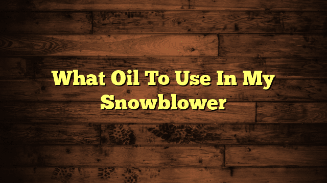 What Oil To Use In My Snowblower