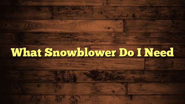 What Snowblower Do I Need