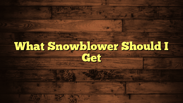 What Snowblower Should I Get