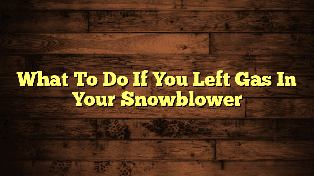 What To Do If You Left Gas In Your Snowblower