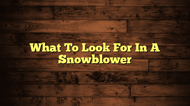 What To Look For In A Snowblower