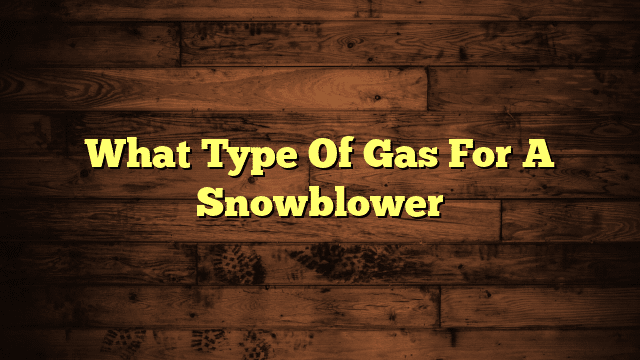 What Type Of Gas For A Snowblower