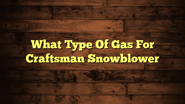 What Type Of Gas For Craftsman Snowblower