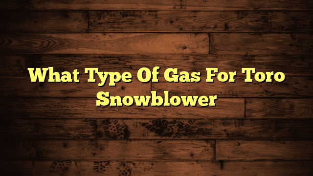 What Type Of Gas For Toro Snowblower