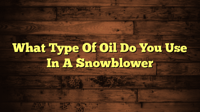 What Type Of Oil Do You Use In A Snowblower