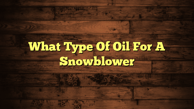 What Type Of Oil For A Snowblower