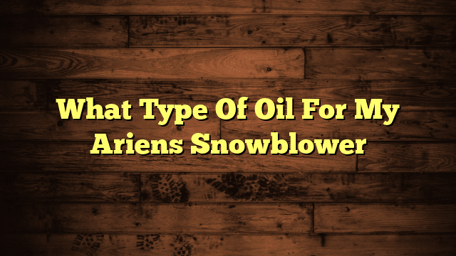 What Type Of Oil For My Ariens Snowblower