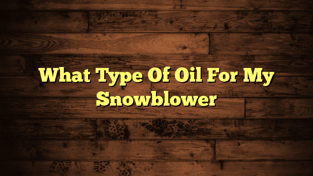 What Type Of Oil For My Snowblower