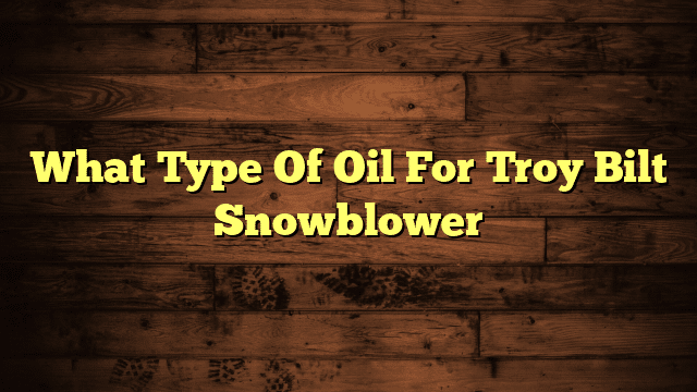 What Type Of Oil For Troy Bilt Snowblower