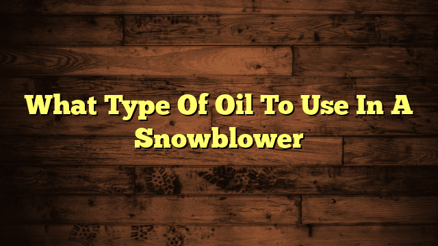 What Type Of Oil To Use In A Snowblower