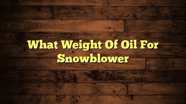 What Weight Of Oil For Snowblower