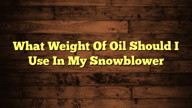 What Weight Of Oil Should I Use In My Snowblower