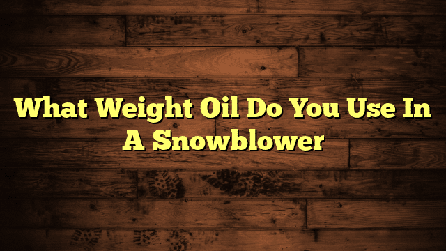 What Weight Oil Do You Use In A Snowblower