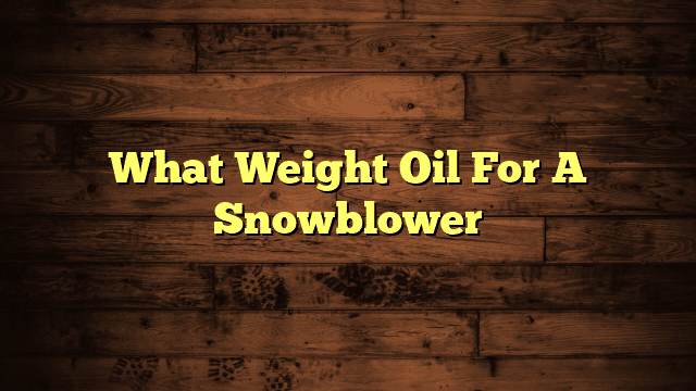 What Weight Oil For A Snowblower
